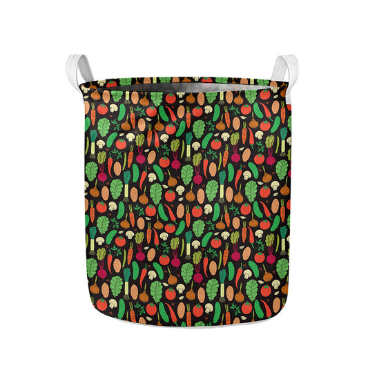 Cute Vegan Pattern Print Collapsible Laundry Basket