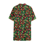Cute Vegan Pattern Print Cotton Hawaiian Shirt