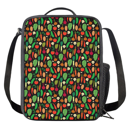 Cute Vegan Pattern Print Crossbody Lunch Bag