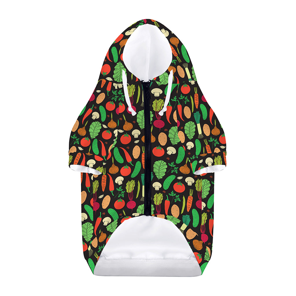 Cute Vegan Pattern Print Dog Zip Up Hoodie