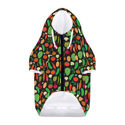 Cute Vegan Pattern Print Dog Zip Up Hoodie