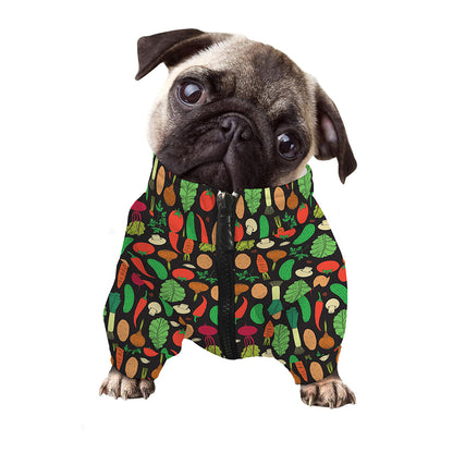 Cute Vegan Pattern Print Dog Zip Up Jacket