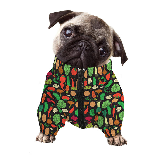 Cute Vegan Pattern Print Dog Zip Up Jacket