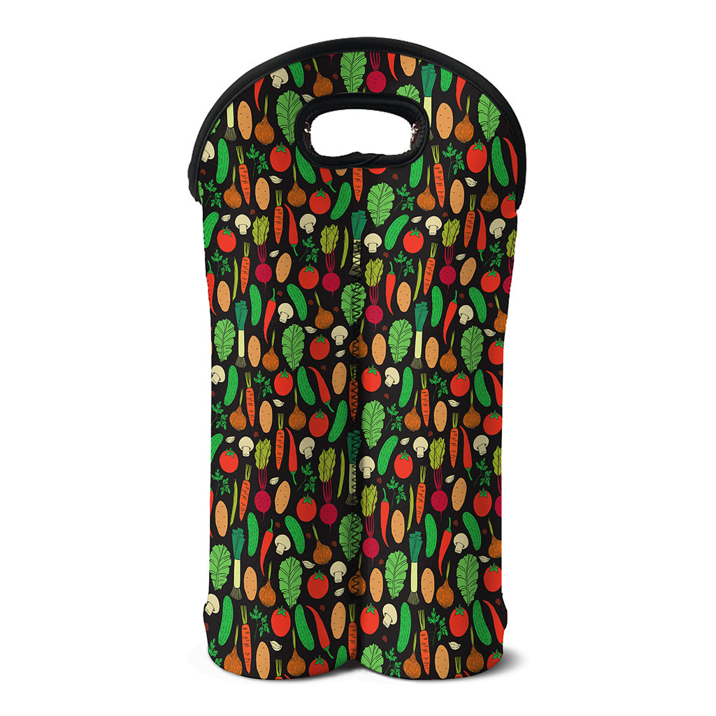 Cute Vegan Pattern Print Double Neoprene Wine Tote