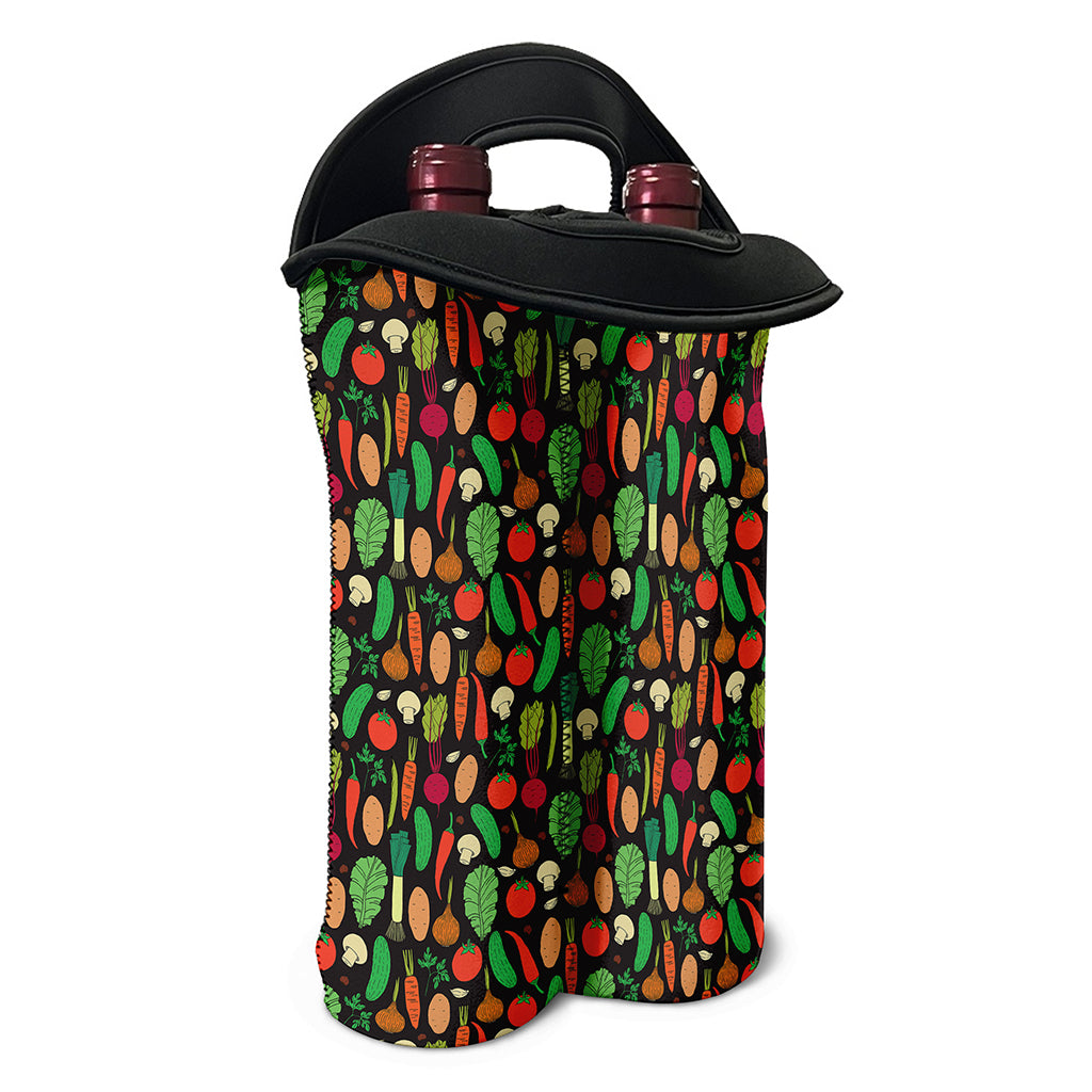 Cute Vegan Pattern Print Double Neoprene Wine Tote
