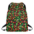 Cute Vegan Pattern Print Drawstring Backpack