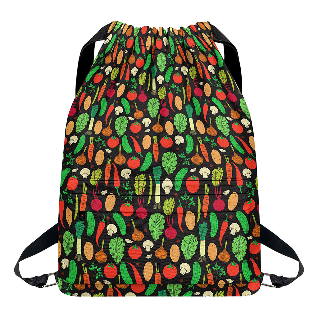 Cute Vegan Pattern Print Drawstring Backpack