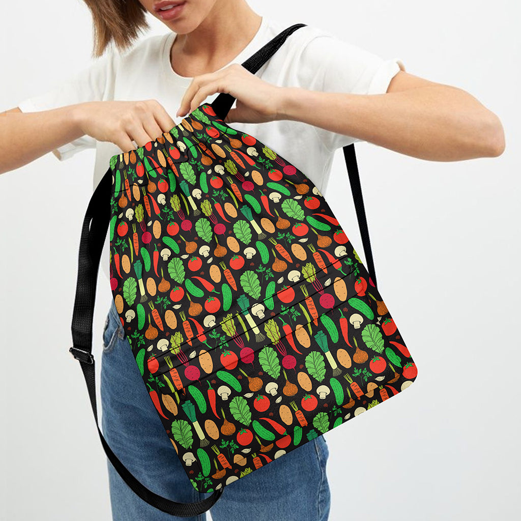 Cute Vegan Pattern Print Drawstring Backpack