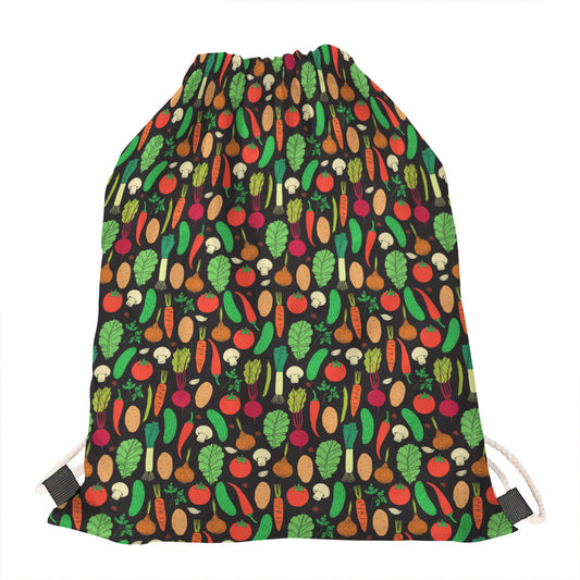 Cute Vegan Pattern Print Drawstring Bag