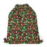 Cute Vegan Pattern Print Drawstring Bag
