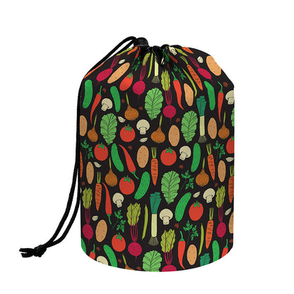 Cute Vegan Pattern Print Drawstring Makeup Bag