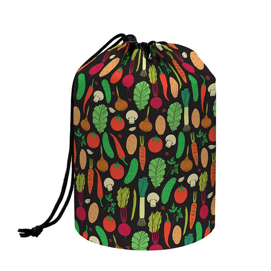 Cute Vegan Pattern Print Drawstring Makeup Bag