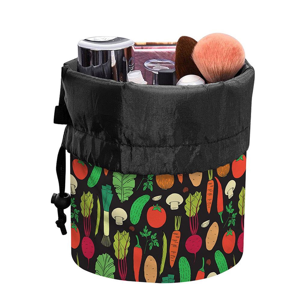 Cute Vegan Pattern Print Drawstring Makeup Bag