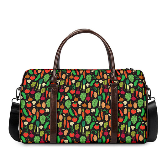 Cute Vegan Pattern Print Duffle Bag