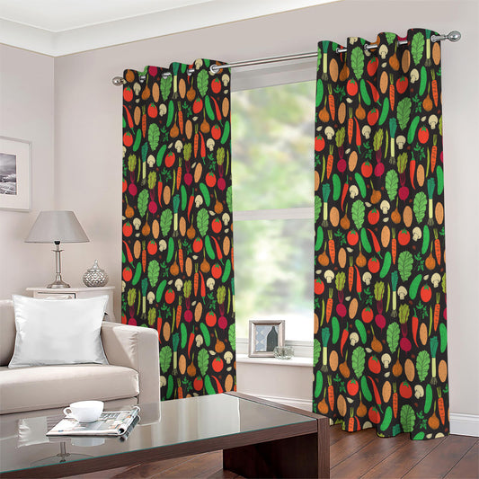 Cute Vegan Pattern Print Extra Wide Grommet Curtains