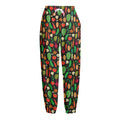 Cute Vegan Pattern Print Fleece Lined Knit Pants