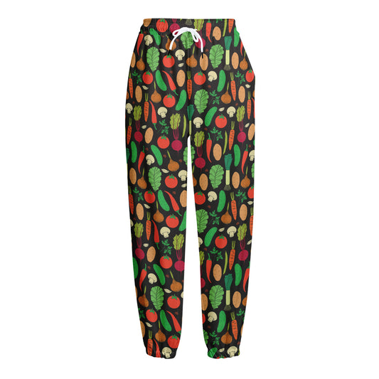 Cute Vegan Pattern Print Fleece Lined Knit Pants