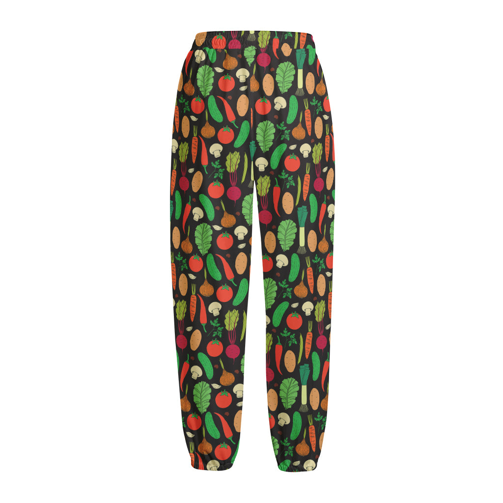 Cute Vegan Pattern Print Fleece Lined Knit Pants