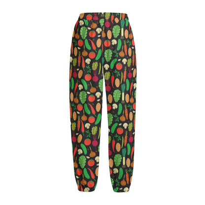 Cute Vegan Pattern Print Fleece Lined Knit Pants