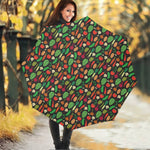 Cute Vegan Pattern Print Foldable Umbrella