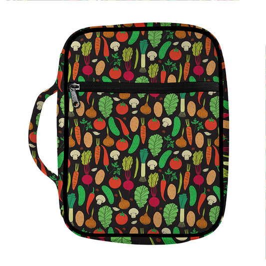 Cute Vegan Pattern Print Front Pocket Bible Bag