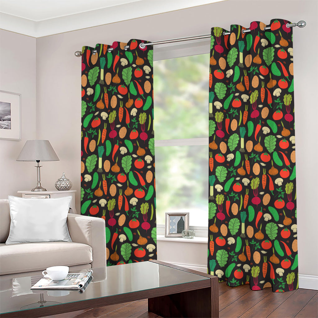 Cute Vegan Pattern Print Grommet Curtains