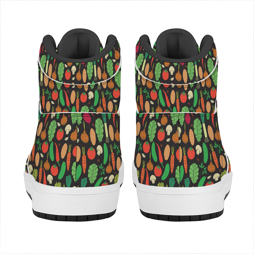 Cute Vegan Pattern Print High Top Leather Sneakers