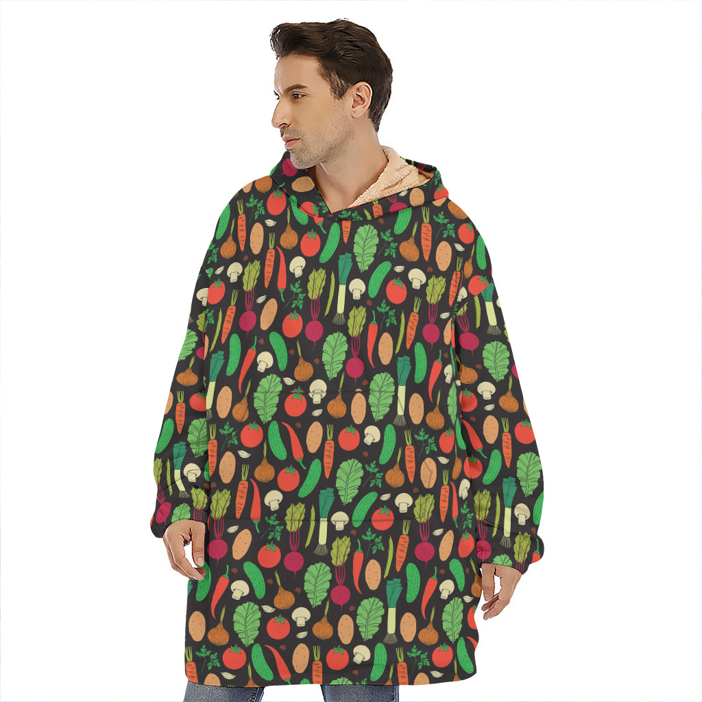 Cute Vegan Pattern Print Hoodie Blanket