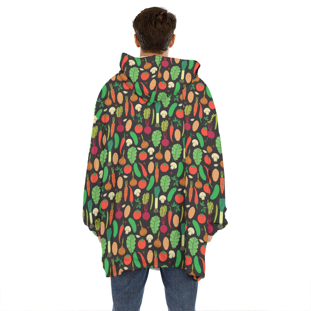 Cute Vegan Pattern Print Hoodie Blanket