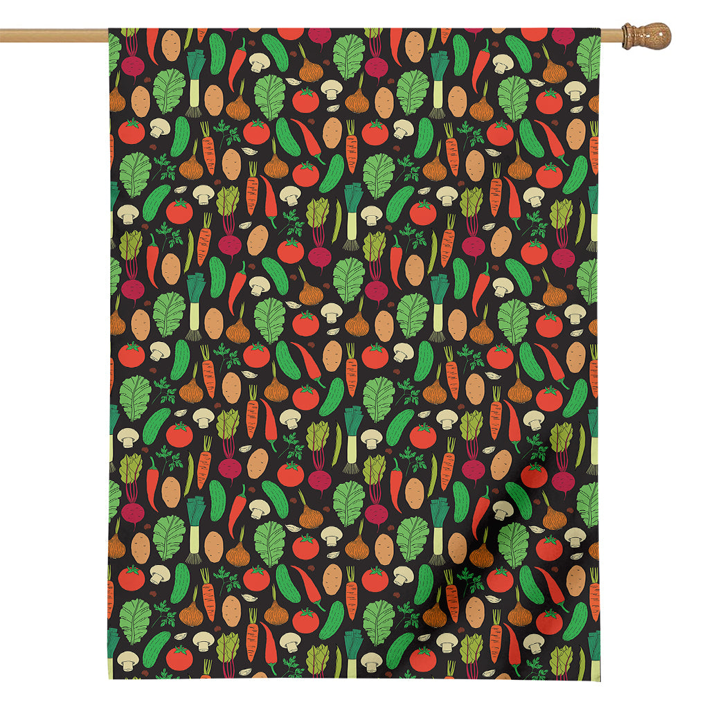Cute Vegan Pattern Print House Flag