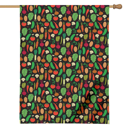 Cute Vegan Pattern Print House Flag