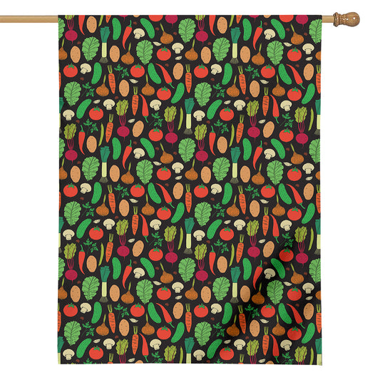Cute Vegan Pattern Print House Flag
