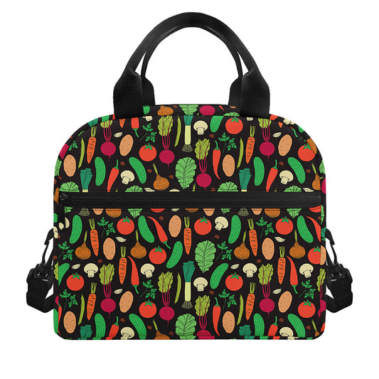 Cute Vegan Pattern Print Insulated Lunch Bag