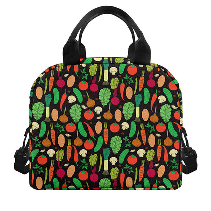 Cute Vegan Pattern Print Insulated Lunch Bag