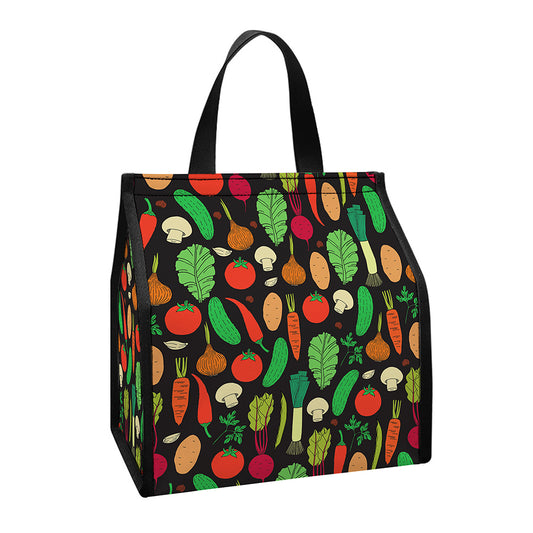 Cute Vegan Pattern Print Insulated Lunch Tote
