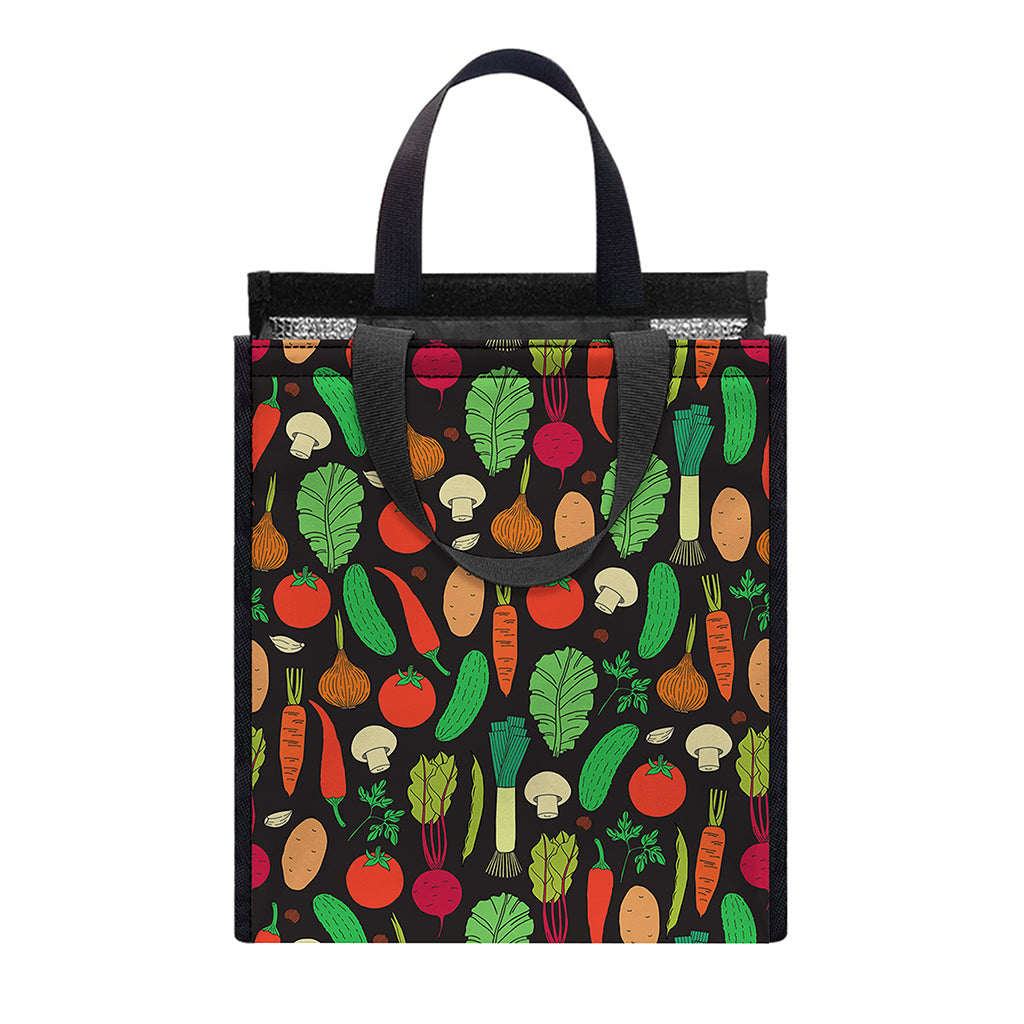 Cute Vegan Pattern Print Insulated Lunch Tote