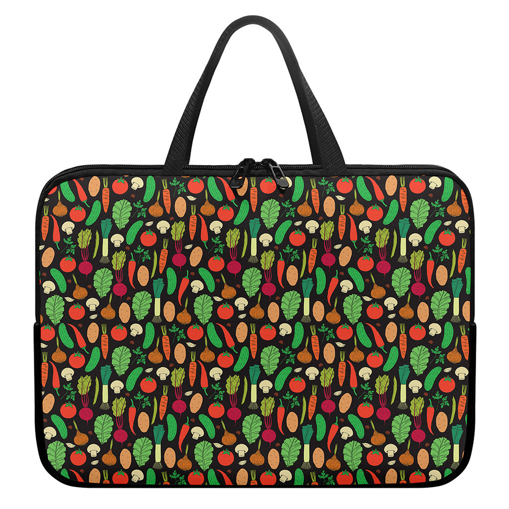Cute Vegan Pattern Print Laptop Sleeve With Handle