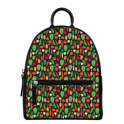 Cute Vegan Pattern Print Leather Backpack