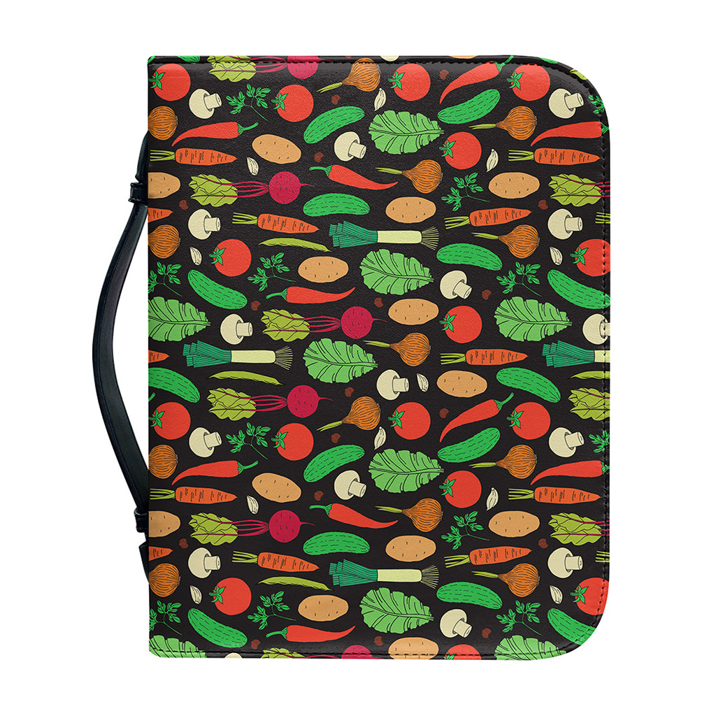 Cute Vegan Pattern Print Leather Bible Cover