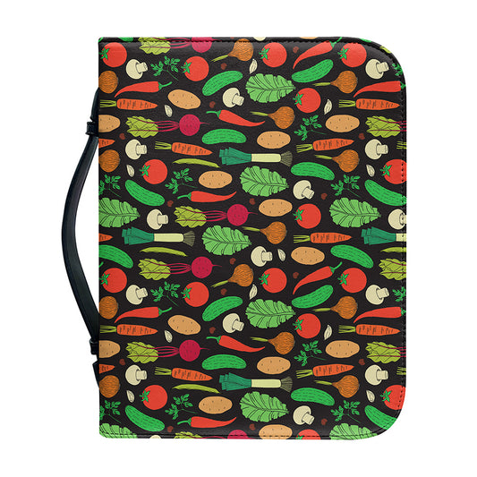 Cute Vegan Pattern Print Leather Bible Cover