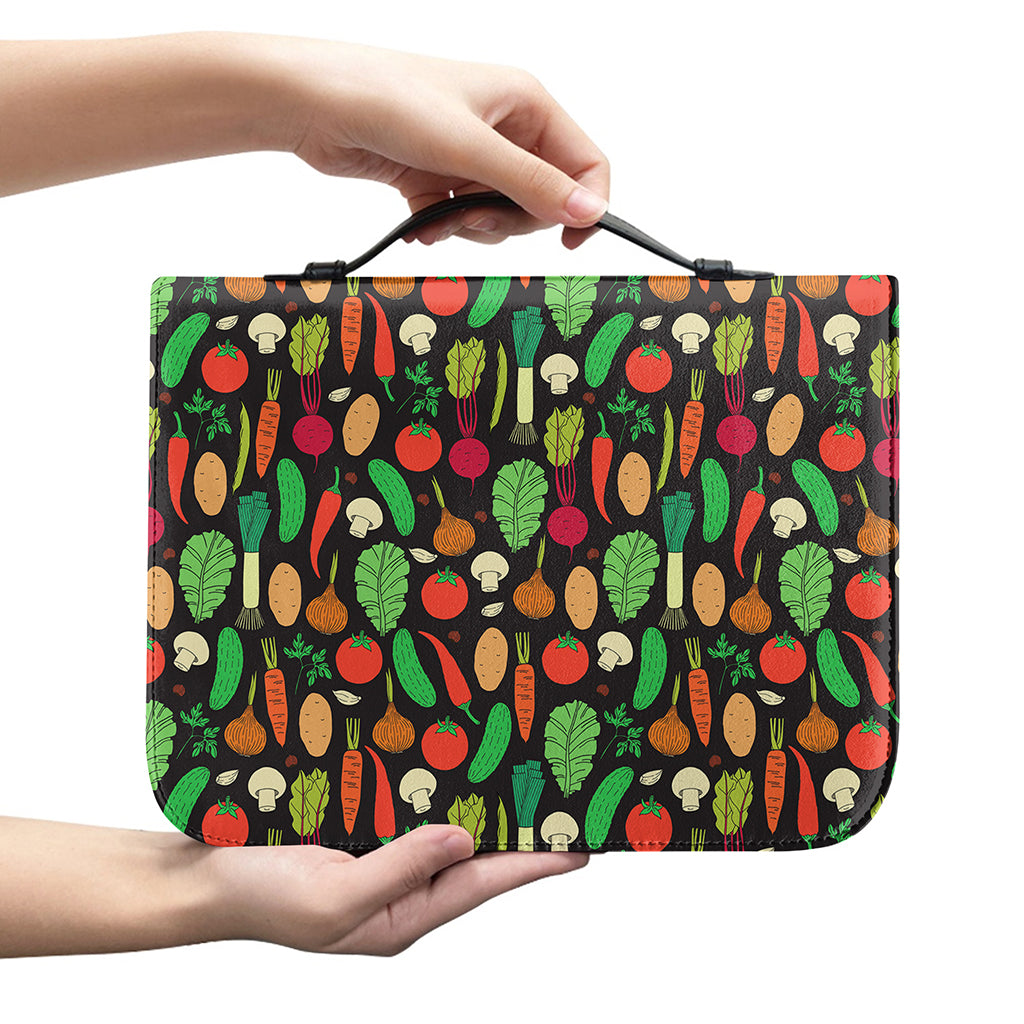 Cute Vegan Pattern Print Leather Bible Cover