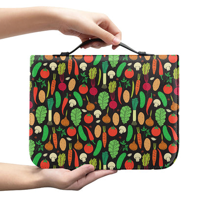 Cute Vegan Pattern Print Leather Bible Cover