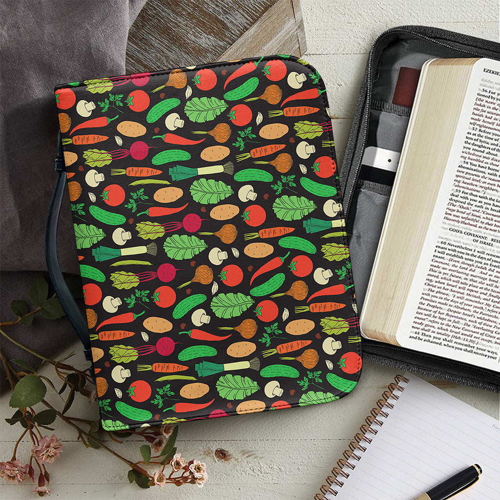 Cute Vegan Pattern Print Leather Bible Cover