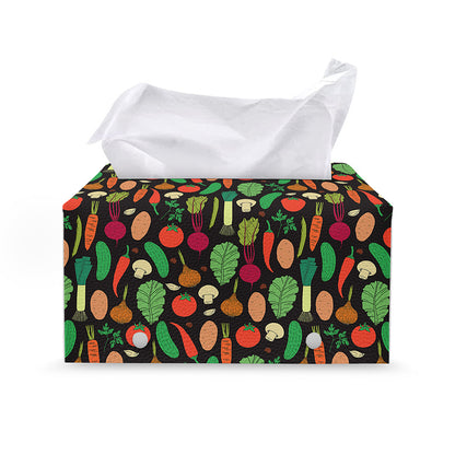 Cute Vegan Pattern Print Leather Tissue Box Cover