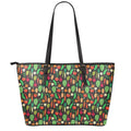 Cute Vegan Pattern Print Leather Tote Bag With Zipper