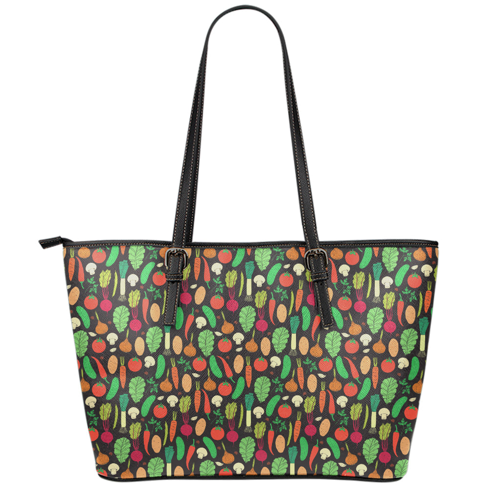 Cute Vegan Pattern Print Leather Tote Bag