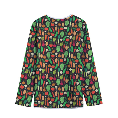 Cute Vegan Pattern Print Long Sleeve Short Coat