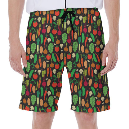 Cute Vegan Pattern Print Men's Beach Shorts