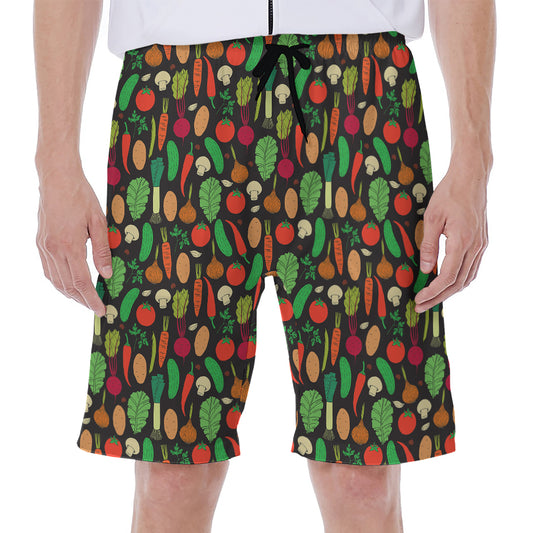 Cute Vegan Pattern Print Men's Beach Shorts