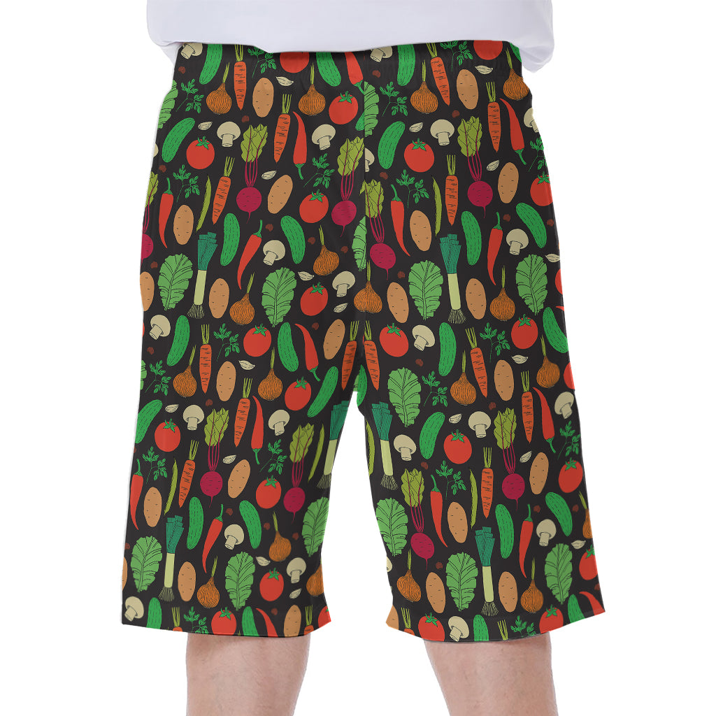 Cute Vegan Pattern Print Men's Beach Shorts